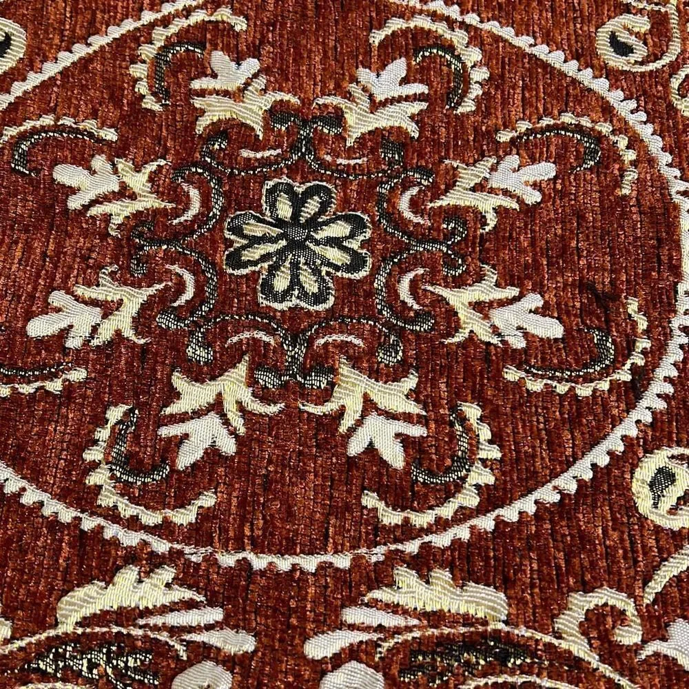 Rust White Floral Embroidery Polyblend Set of 6 Dining Placemats 17.5x12